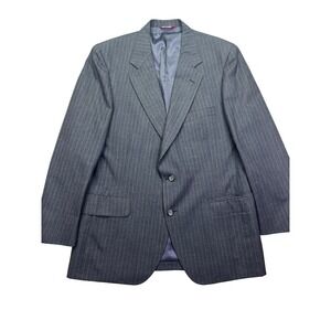 Vintage Jos A Bank Union Made USA Pinstripe Wool Blazer Executive Collection 44L